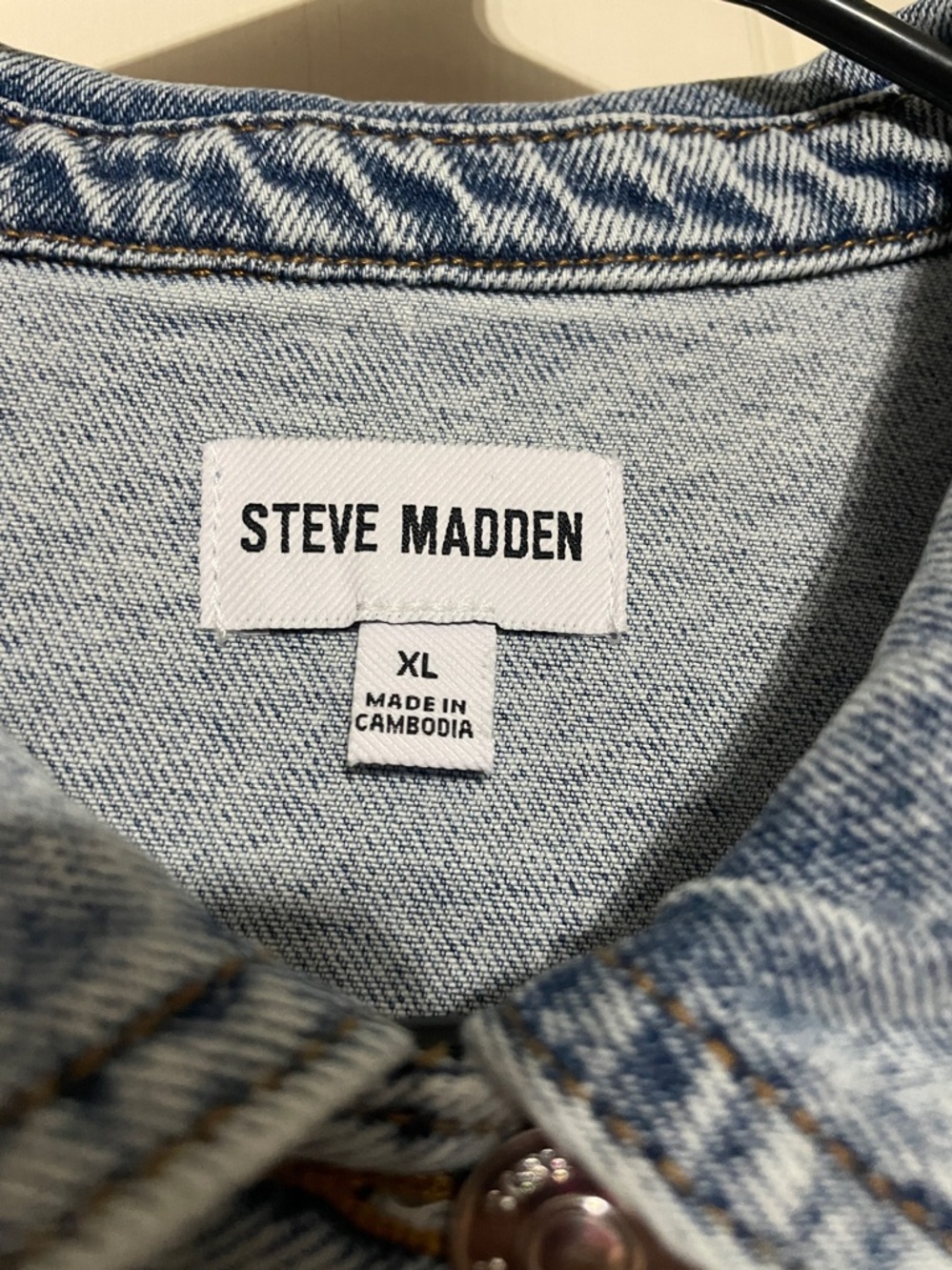 Steve Madden Light Blue Short-Sleeve Denim Jumpsuit - Picture 2 of 4
